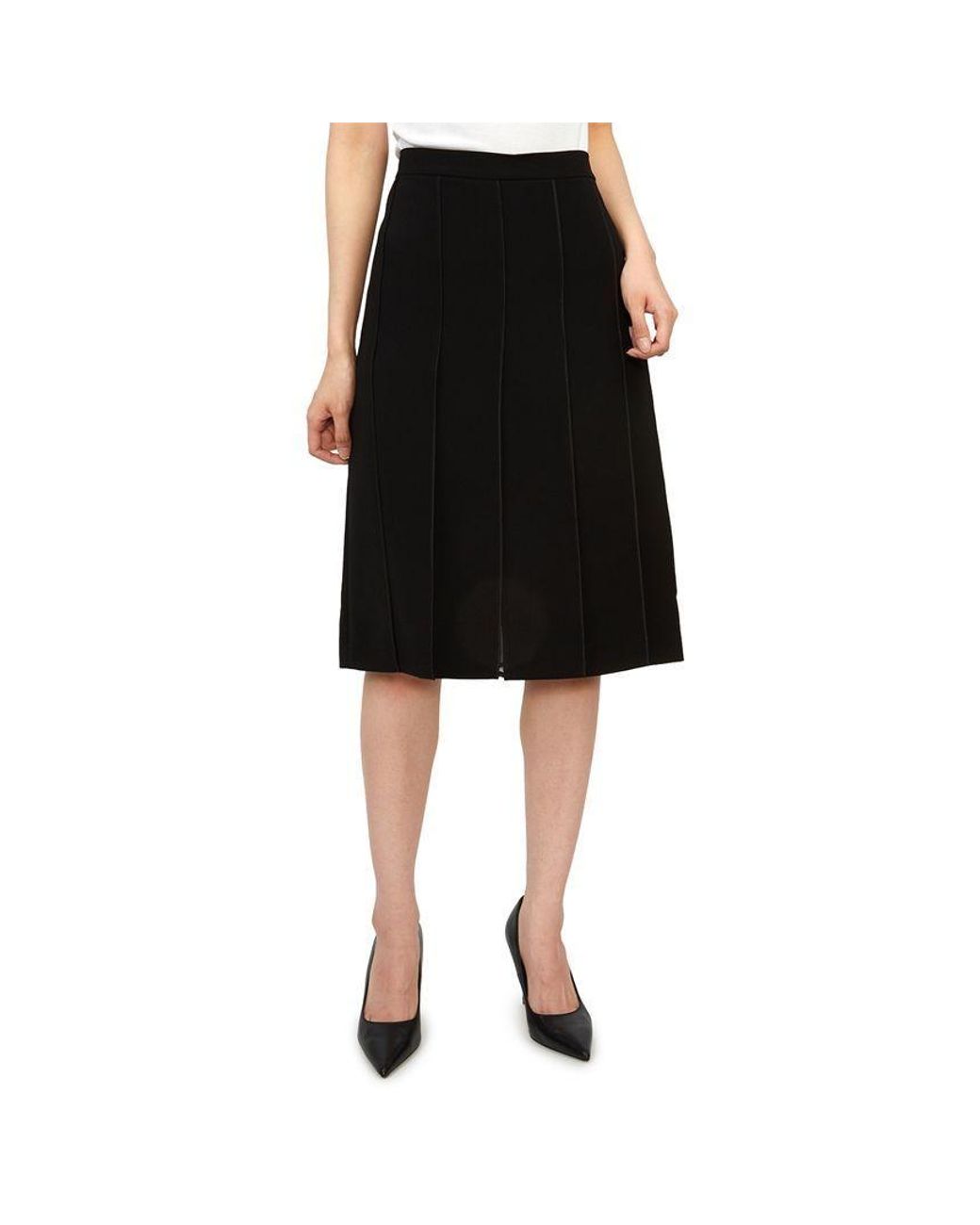 Max Mara Black Pleated Midi Skirt