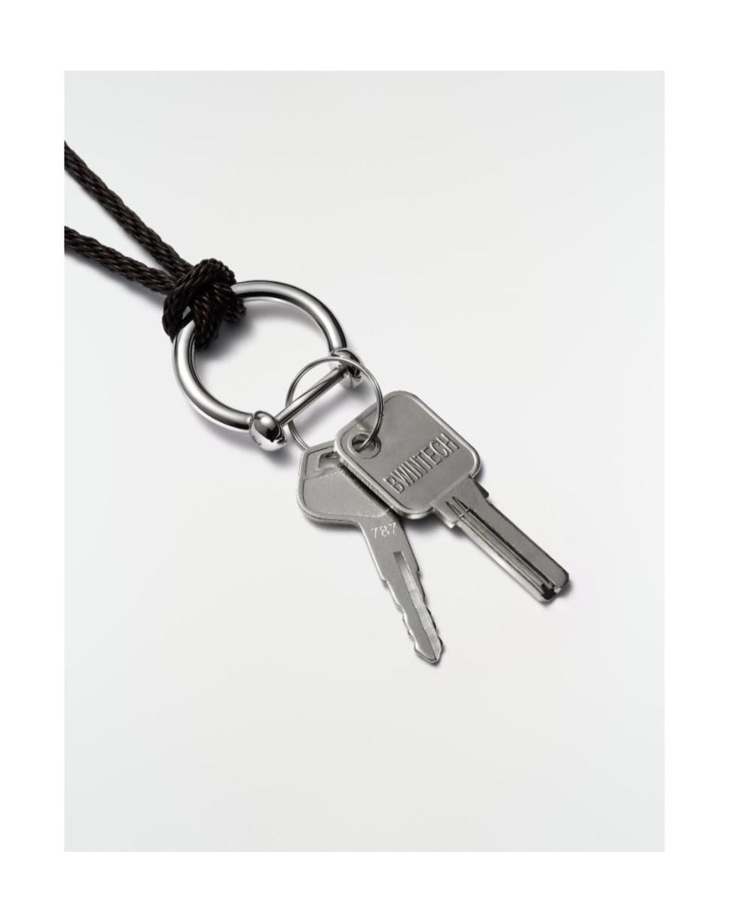 Lemaire White Keyring Necklace With Braided Recycled Leather Cord for men