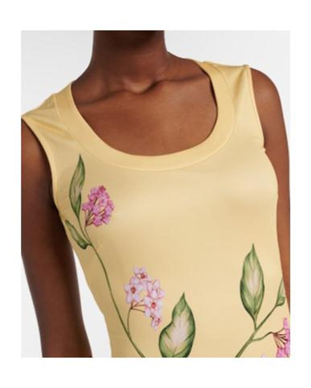 Oscar de la Renta Metallic Porcelain Flower Jersey Maxi Dress