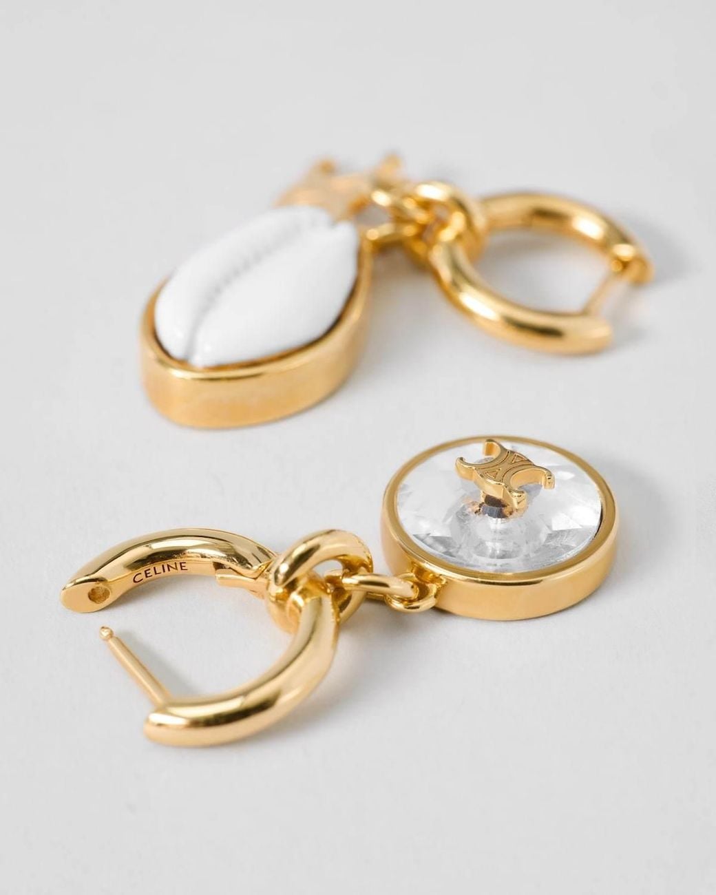 Céline Metallic Triumphal Shell Earrings