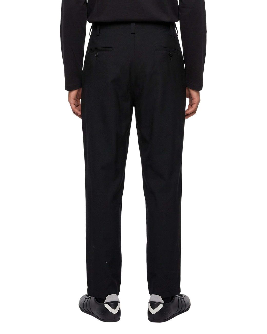 Yohji Yamamoto Black Drawstring-Waist Gabardine Cargo Pants for men