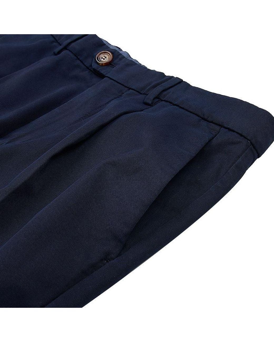 Brunello Cucinelli Blue Leisure-Fit Pleated Gabardine Trousers for men
