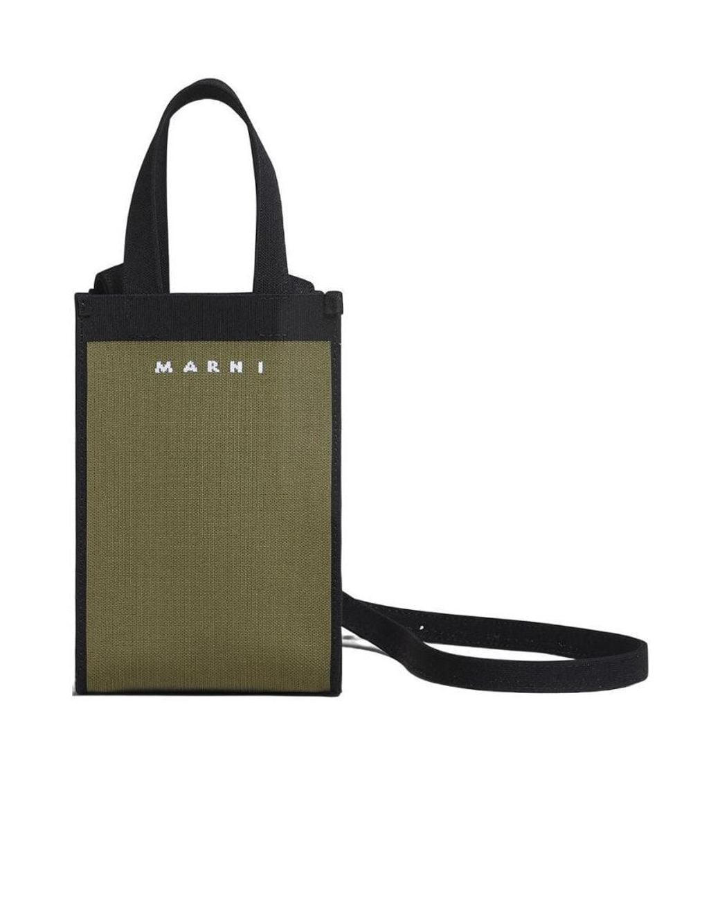 Marni Green Colour-Block Knitted Tote Bag for men