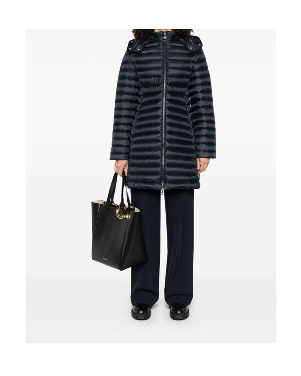 Moncler Blue Hooded Zip-Up Padded Jacket