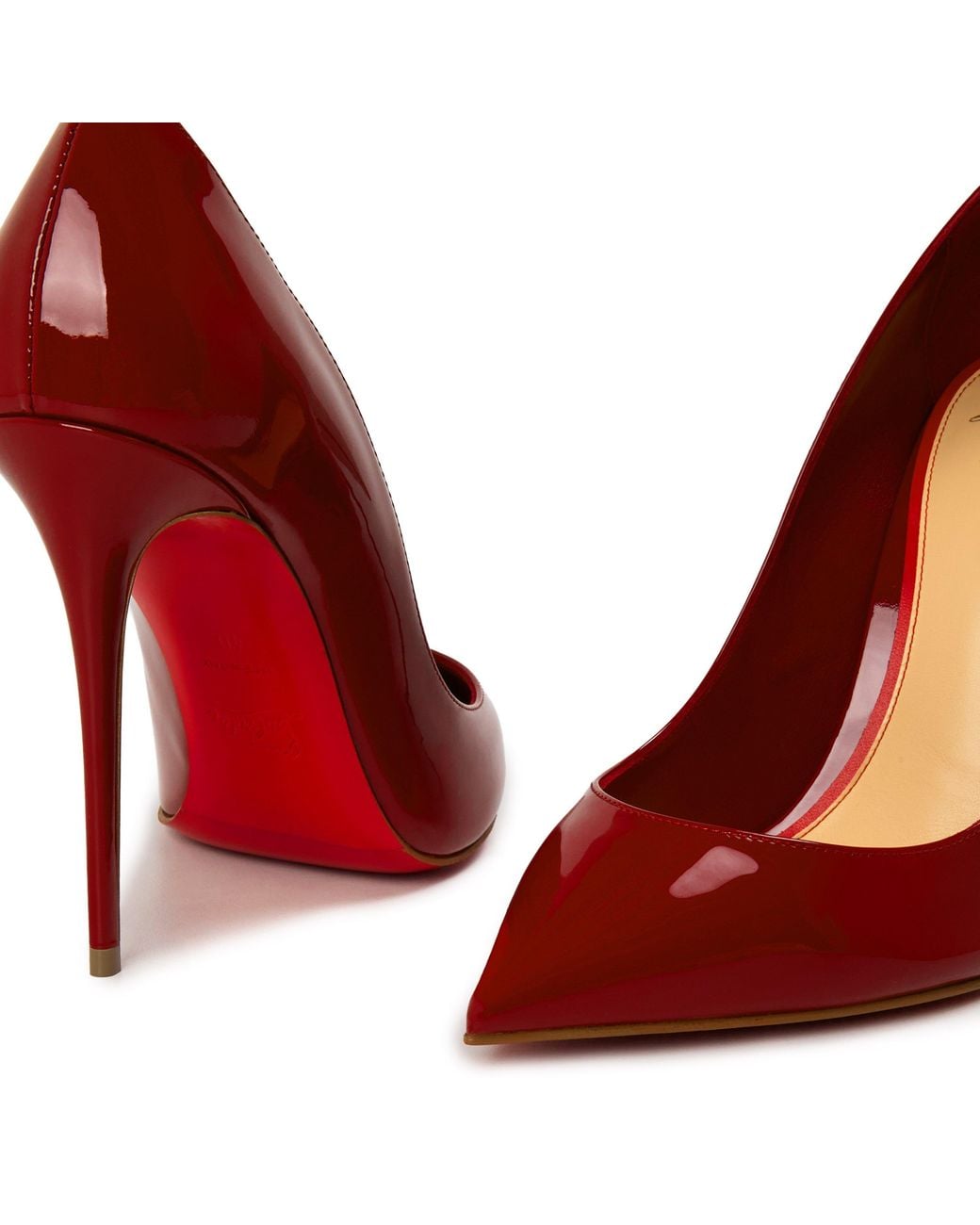 Christian Louboutin Red Pointed Toe Patent Leather Stiletto Heel Pumps