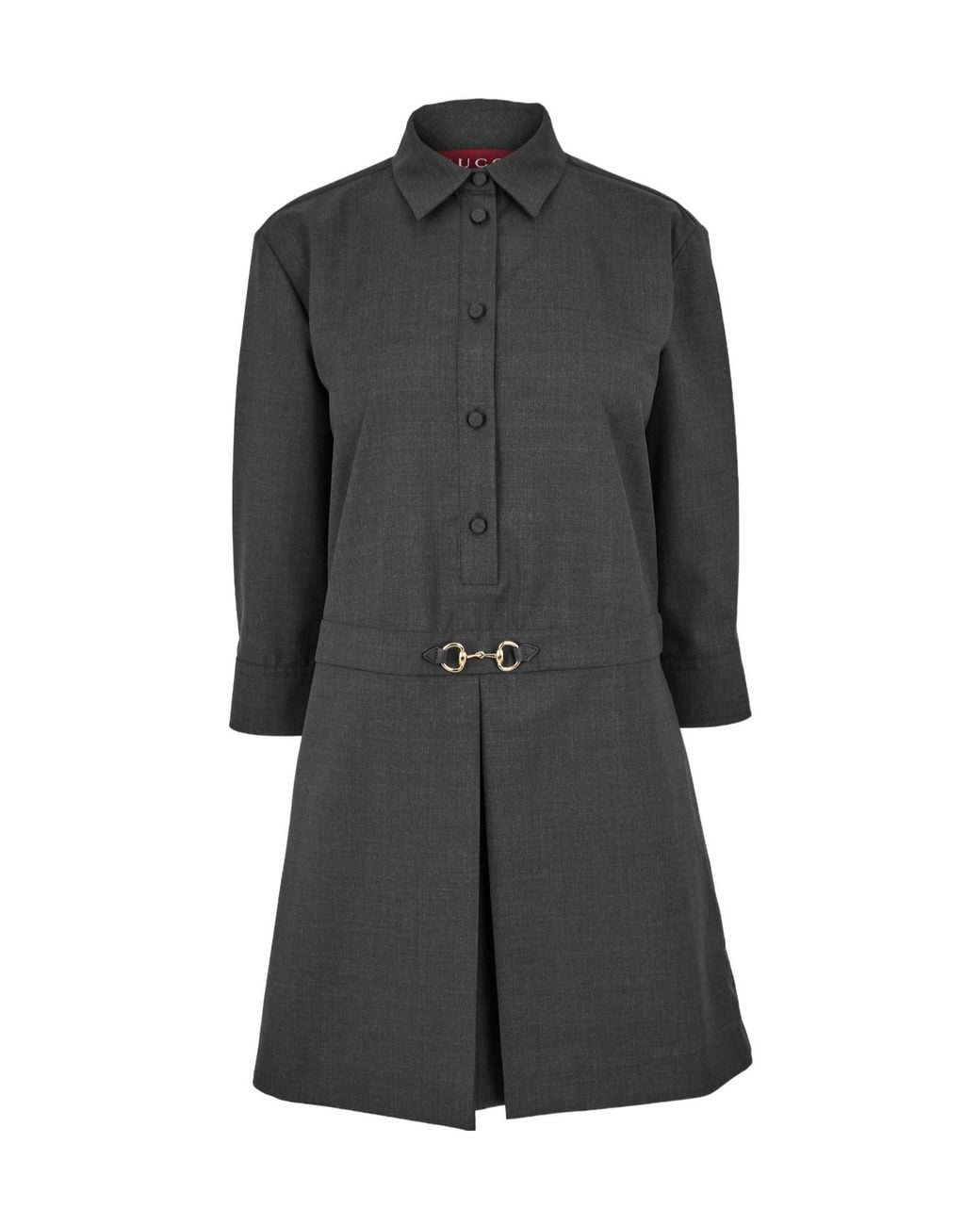 Gucci Gray Horsebit Shirt Dress