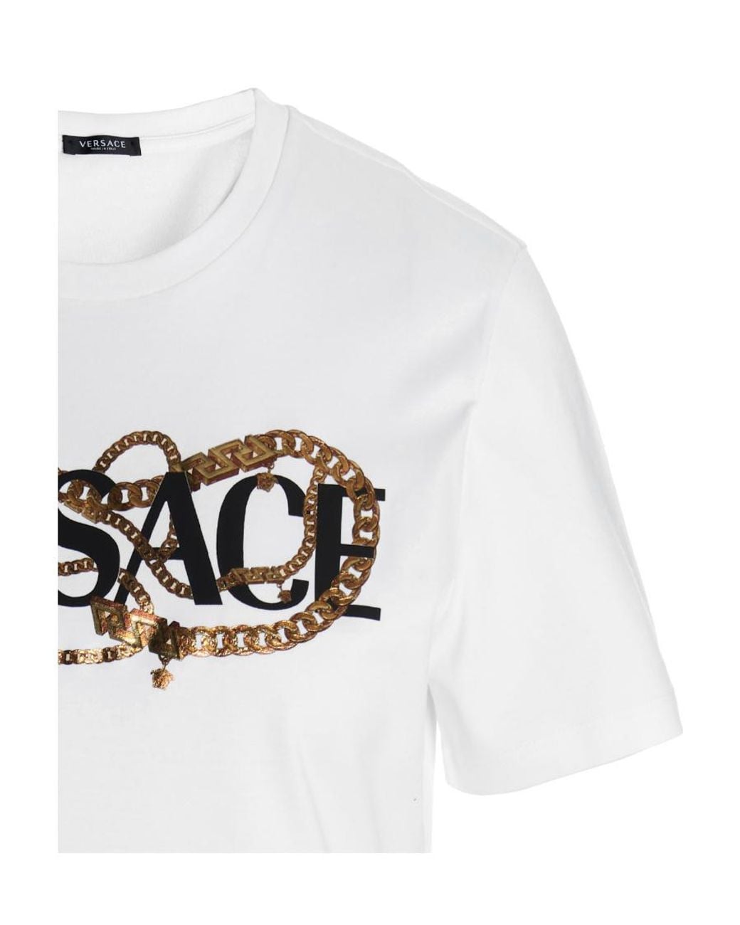 Versace White Logo Printed Crewneck T-Shirt