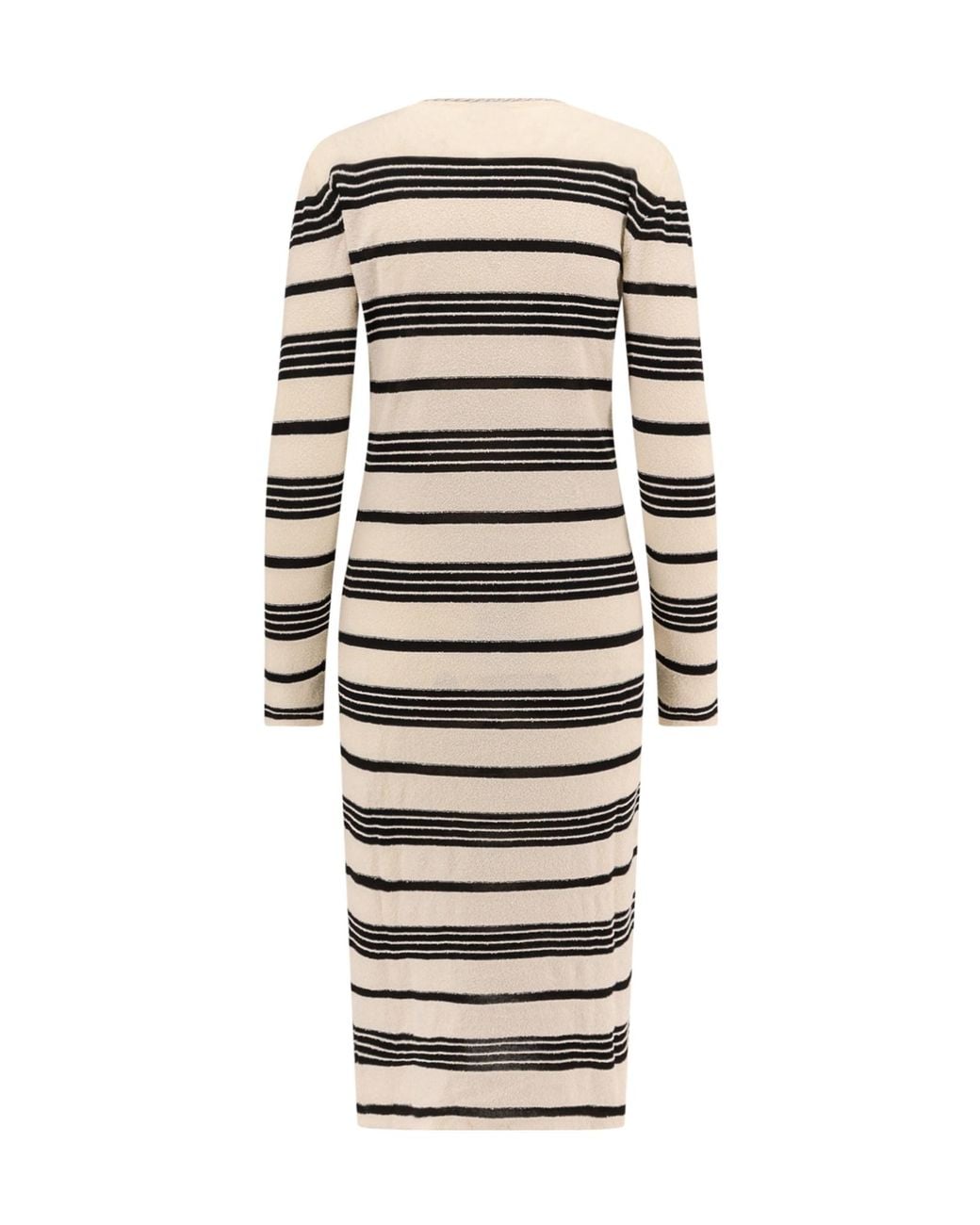Moncler White Striped Cotton Blend Dress