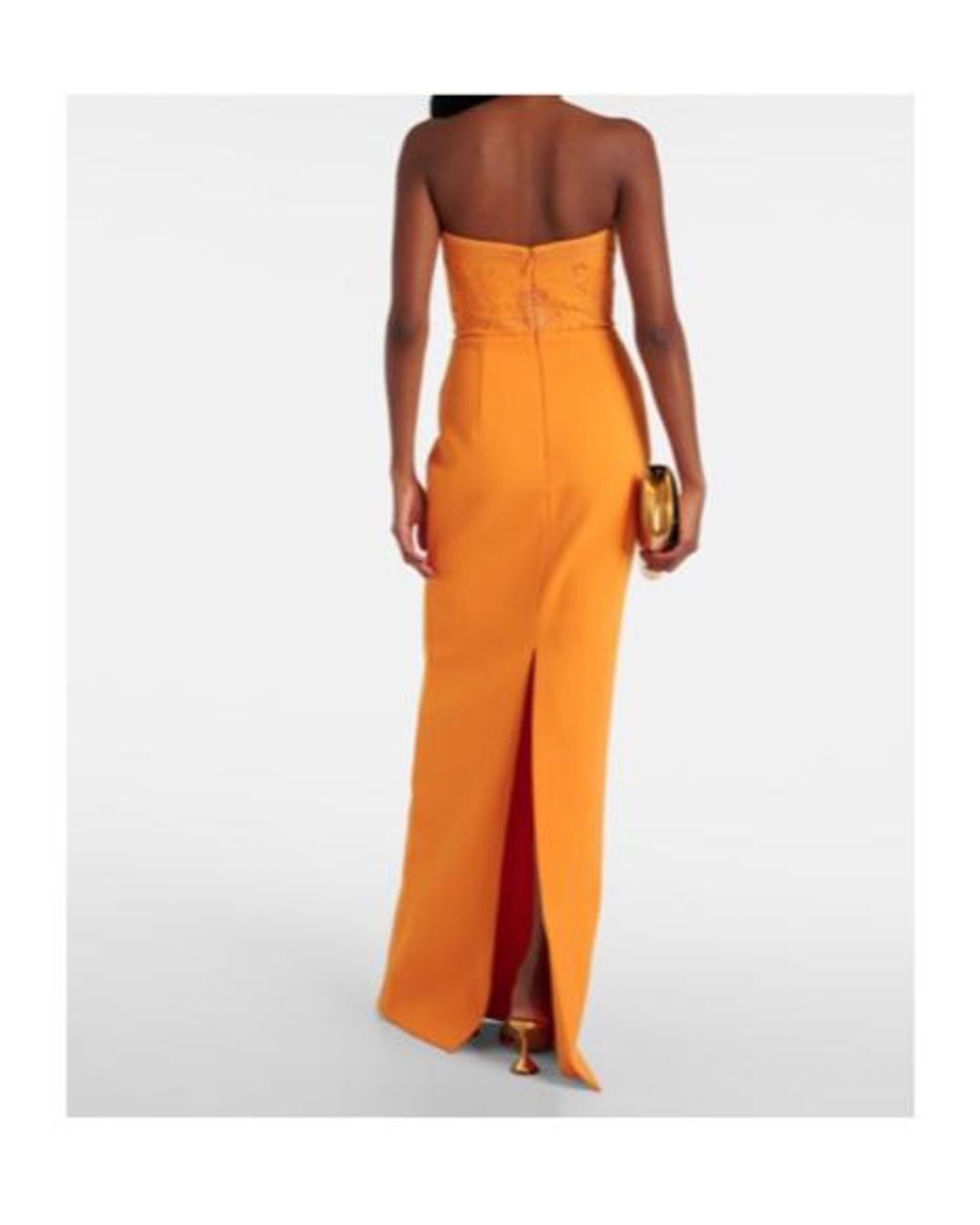 Rebecca Vallance Orange Sirene Strapless Corset Gown