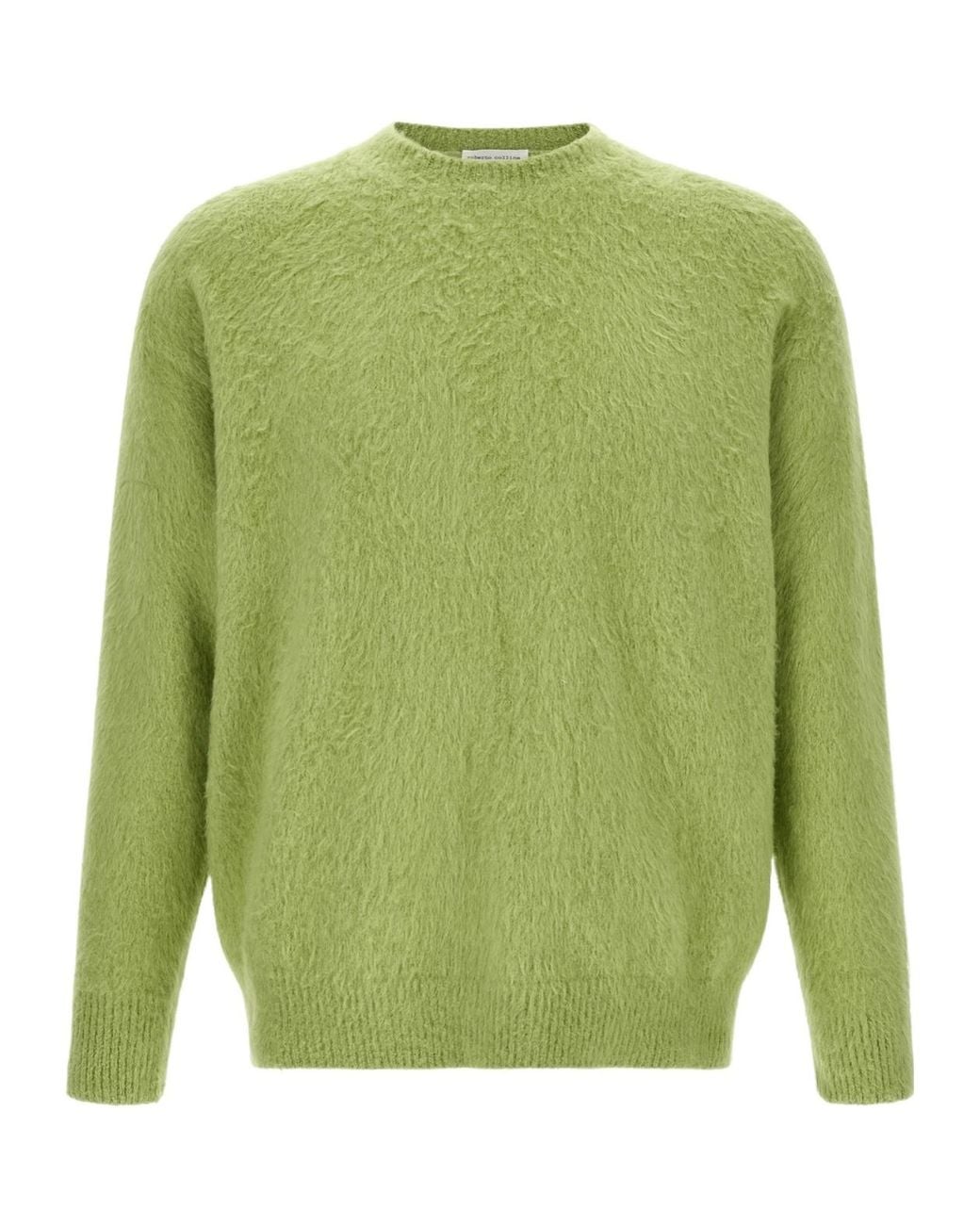 Roberto Collina Green Crew Neck Fluffy Knit Sweater for men