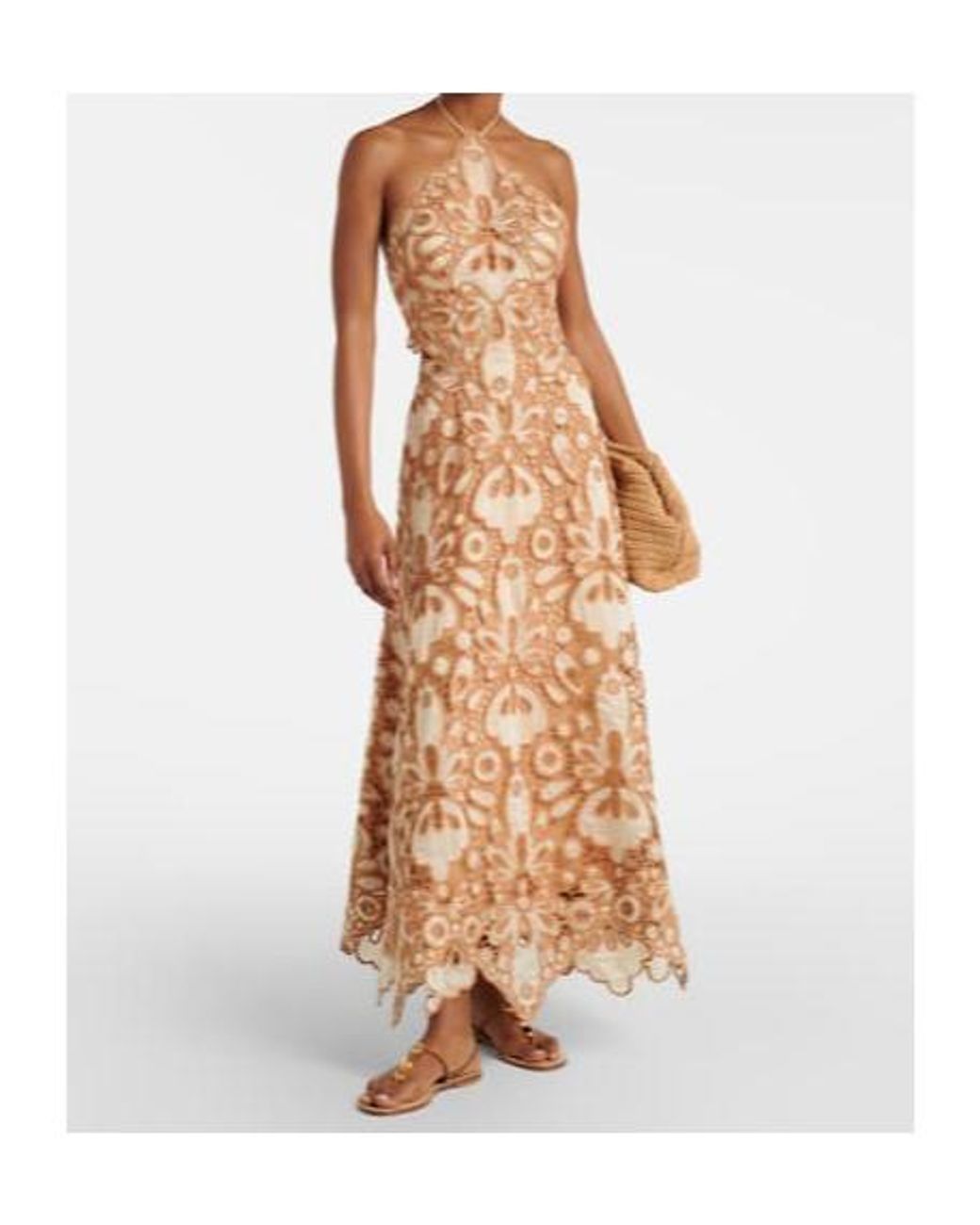 Johanna Ortiz Natural Lace Guipure Maxi Dress