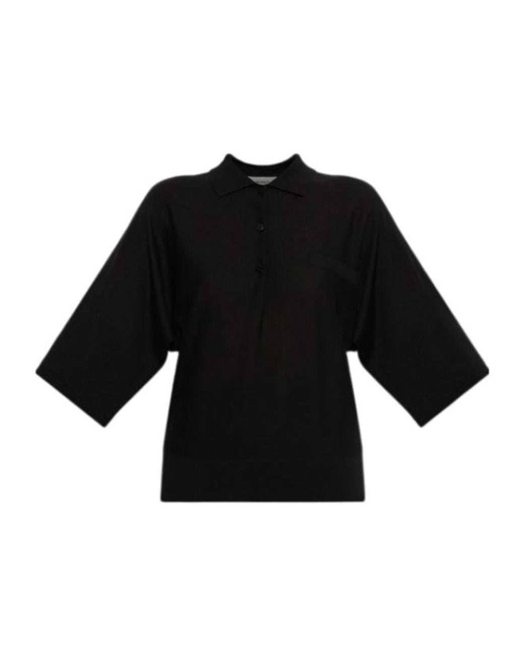 Lisa Yang Black Norie Polo Knitted Top