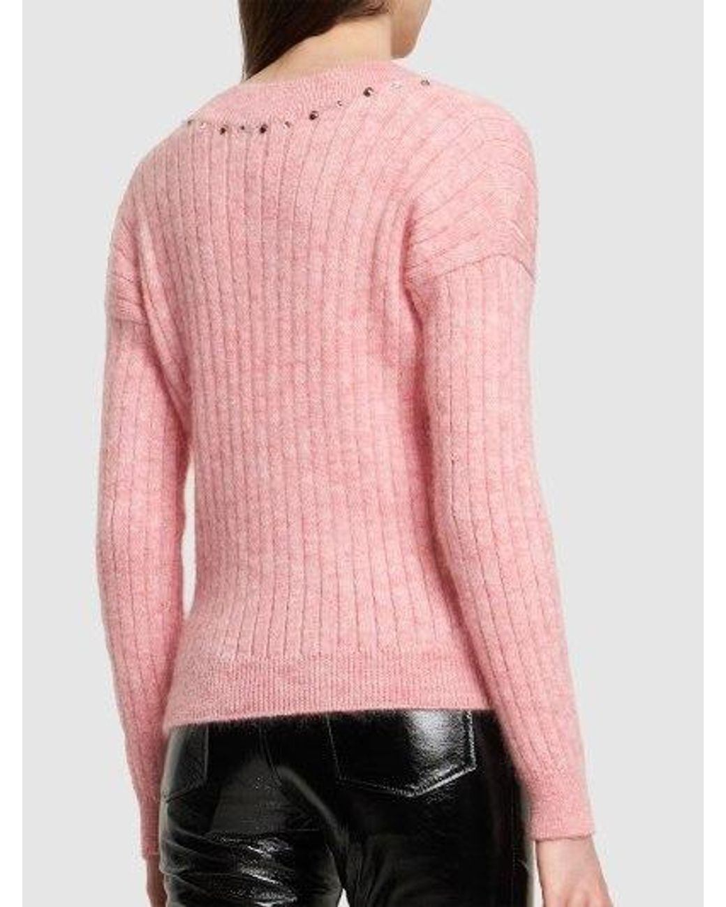 Alessandra Rich Pink Rib Long-Sleeved Sweater