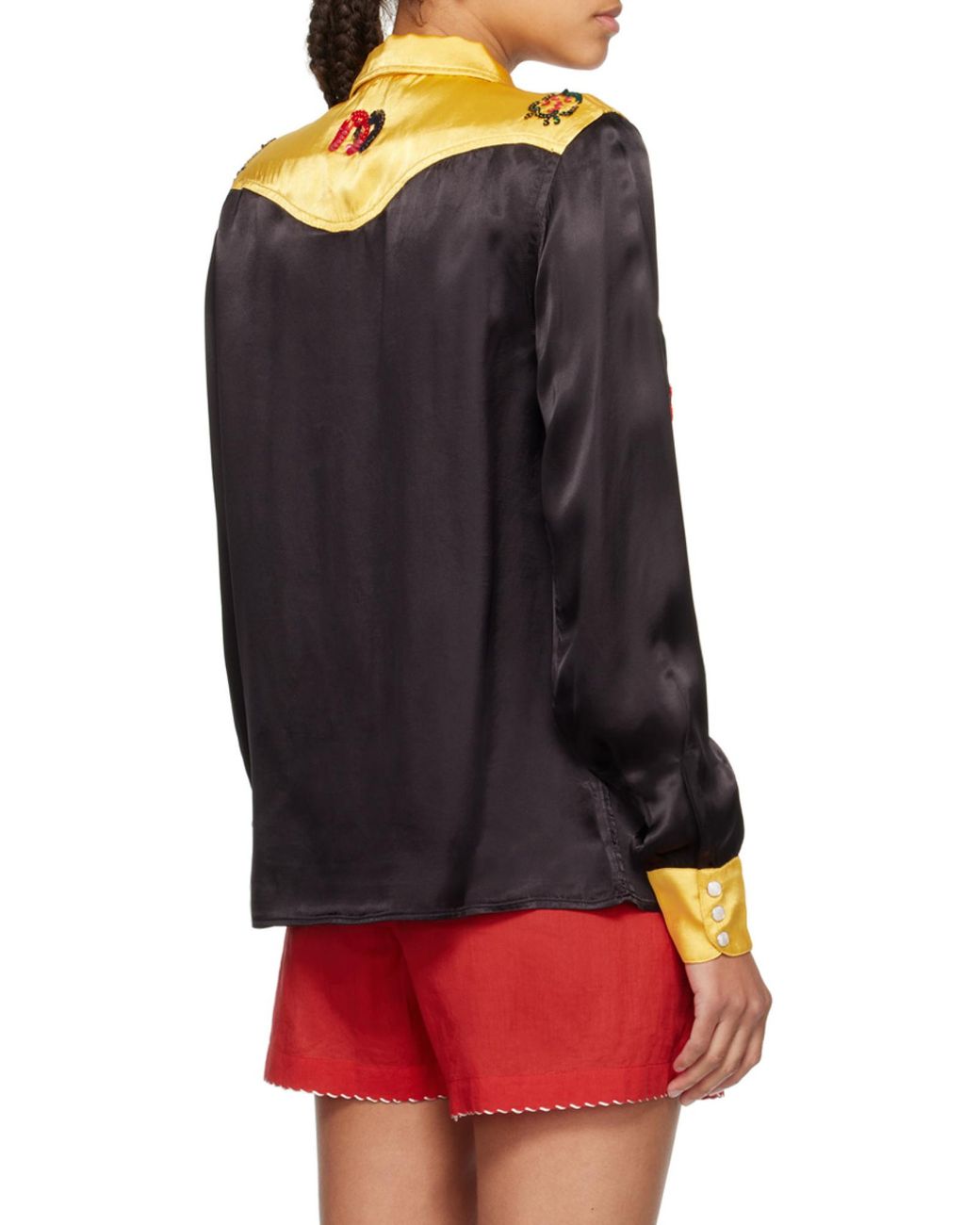 Bode Black Sequin Rodeo Satin Shirt