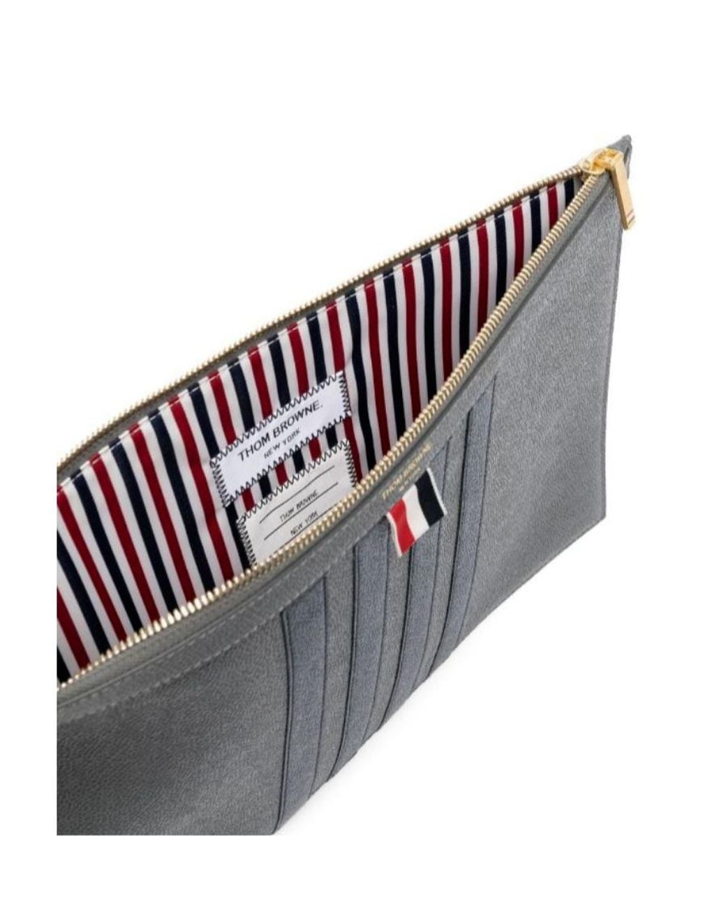 Thom Browne Black 4-Bar Zipped Medium Document Holder for men