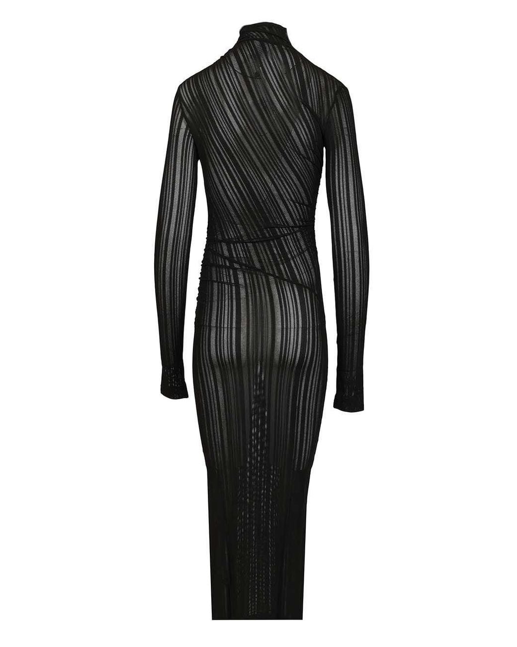 Amazuìn Black Olga Ribbed Long Dress
