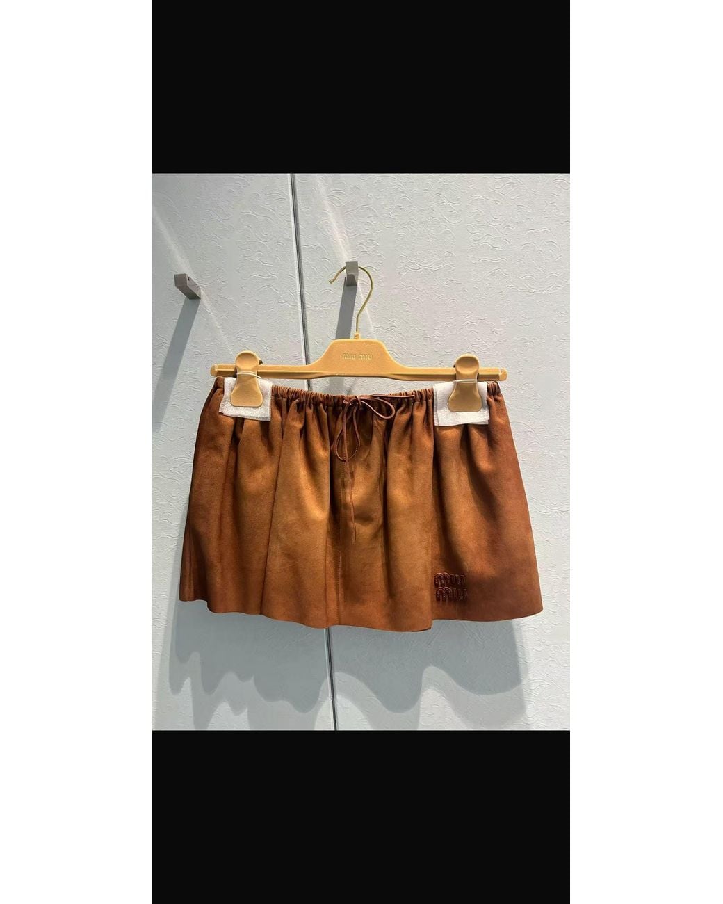 Miu Miu Brown Waxed Suede Miniskirt