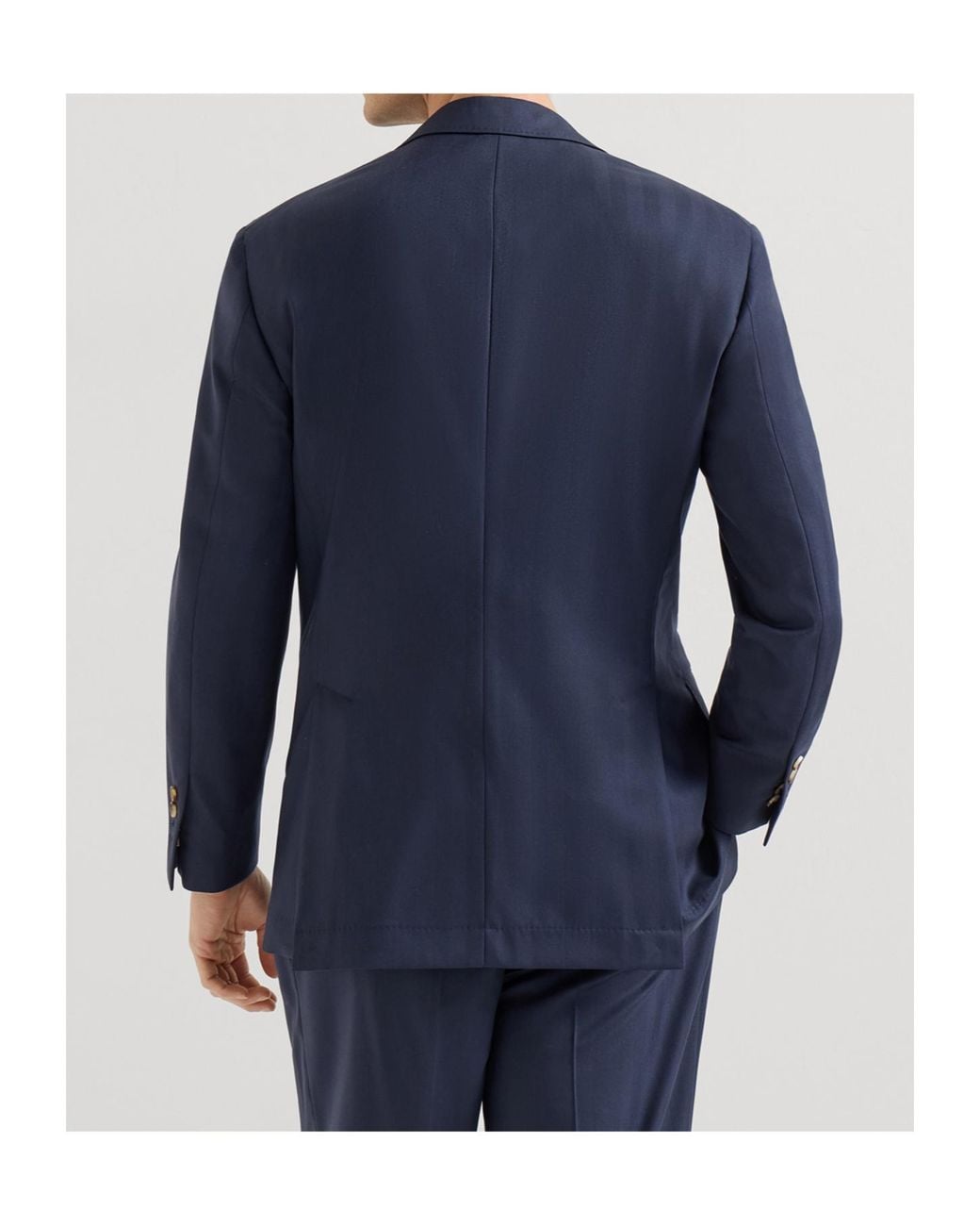 Brunello Cucinelli Blue Virgin Wool Chevron Tailor Blazer With Peak Lapels for men