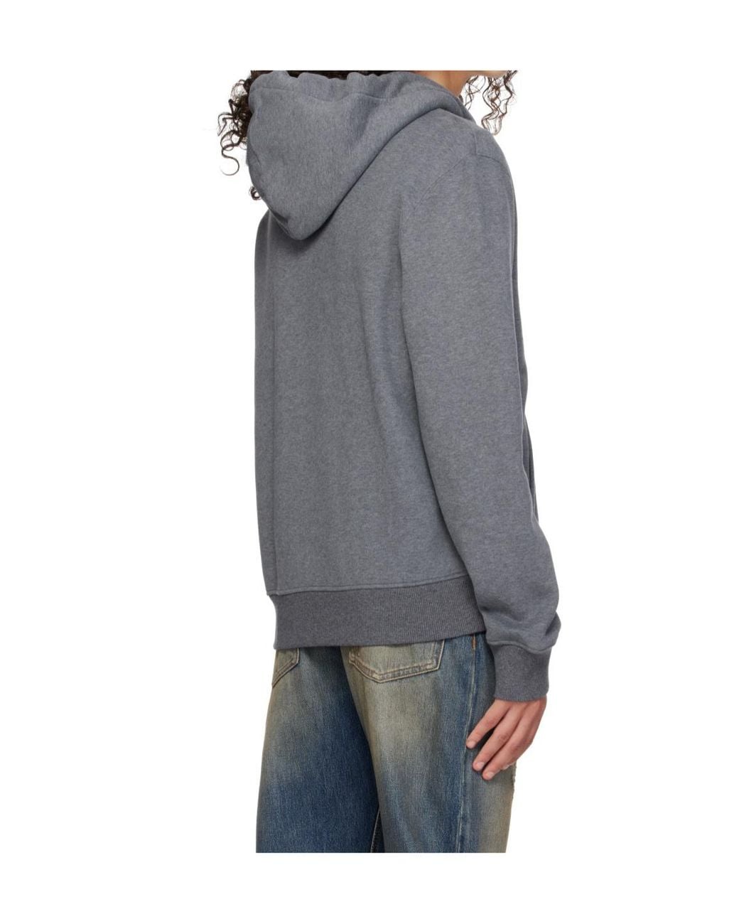 Lanvin Gray Logo Zip-Up Hoodie for men