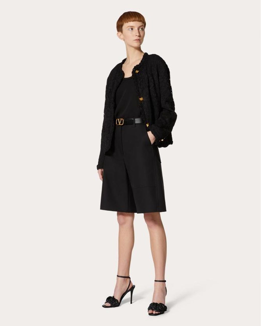 Valentino Black Vgold Tailored Bermuda Shorts