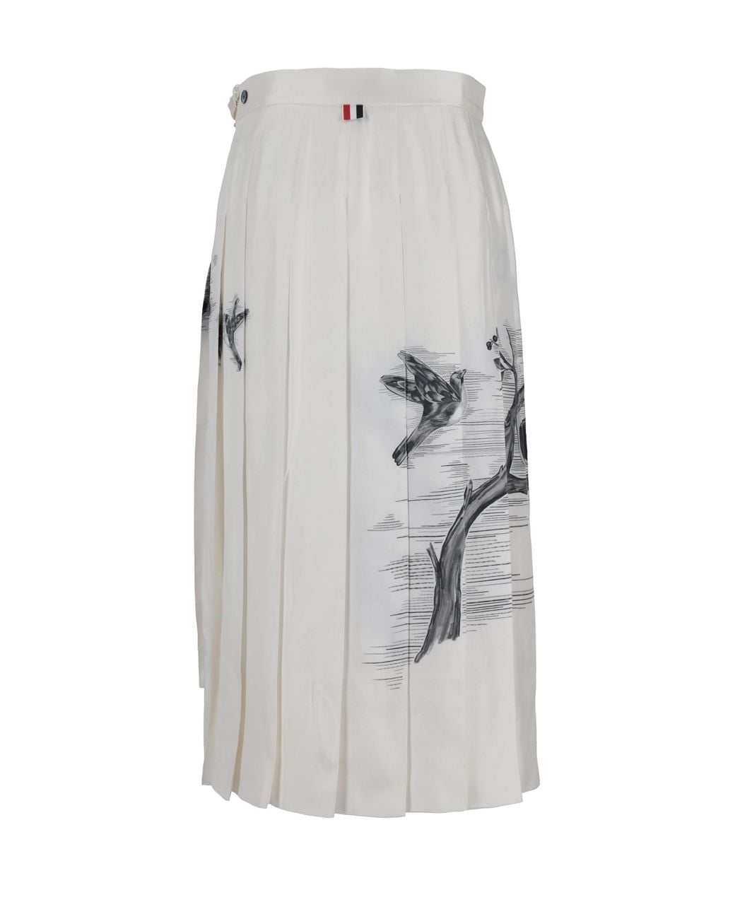 Thom Browne Gray Bird Toile Midi Pleated Skirt