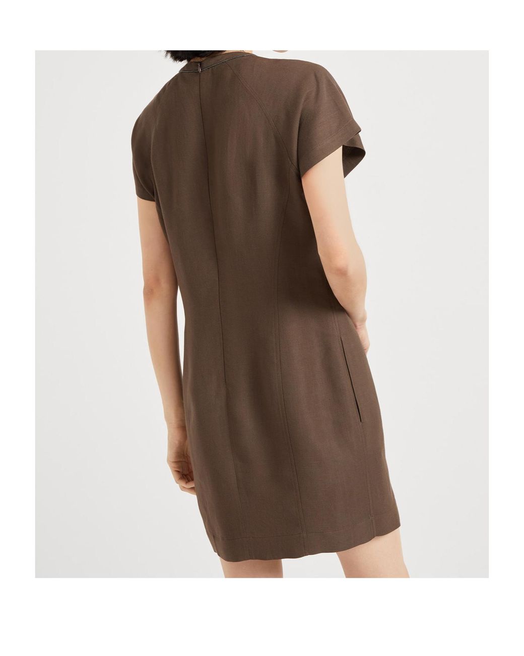 Brunello Cucinelli Brown Monili Chain-Detail Mini Dress