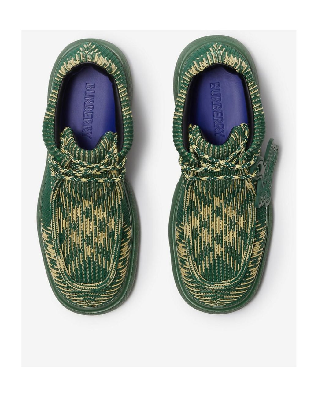 Burberry Green Ekd Check-Printed Lace-Up Derby Shoes for men