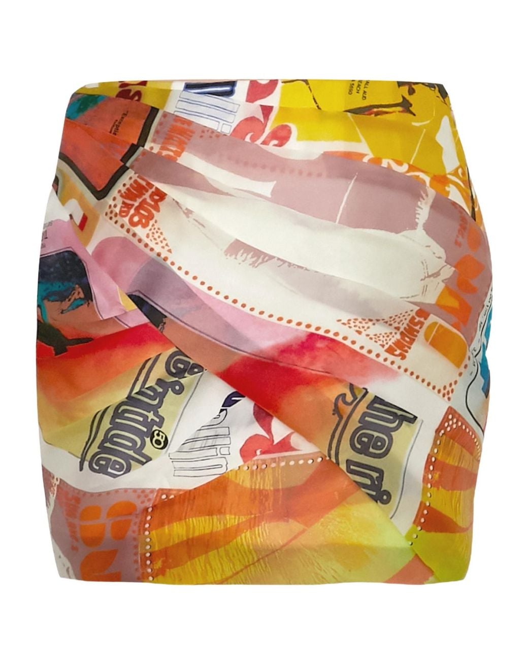 Zimmermann Multicolor Ruched Printed Wrap-Effect Silk-Organza Mini Skirt
