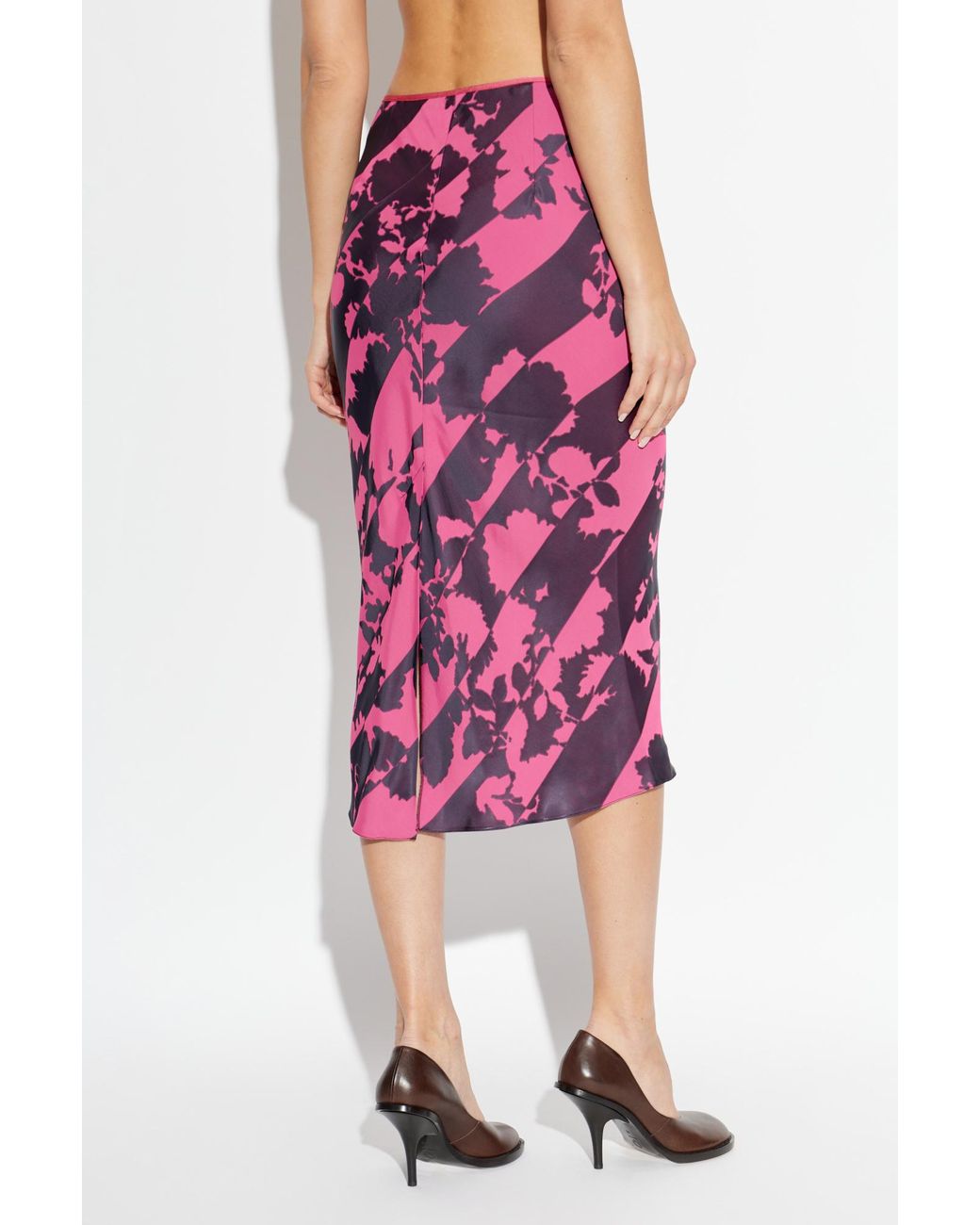 Dries Van Noten Pink Printed Midi Skirt
