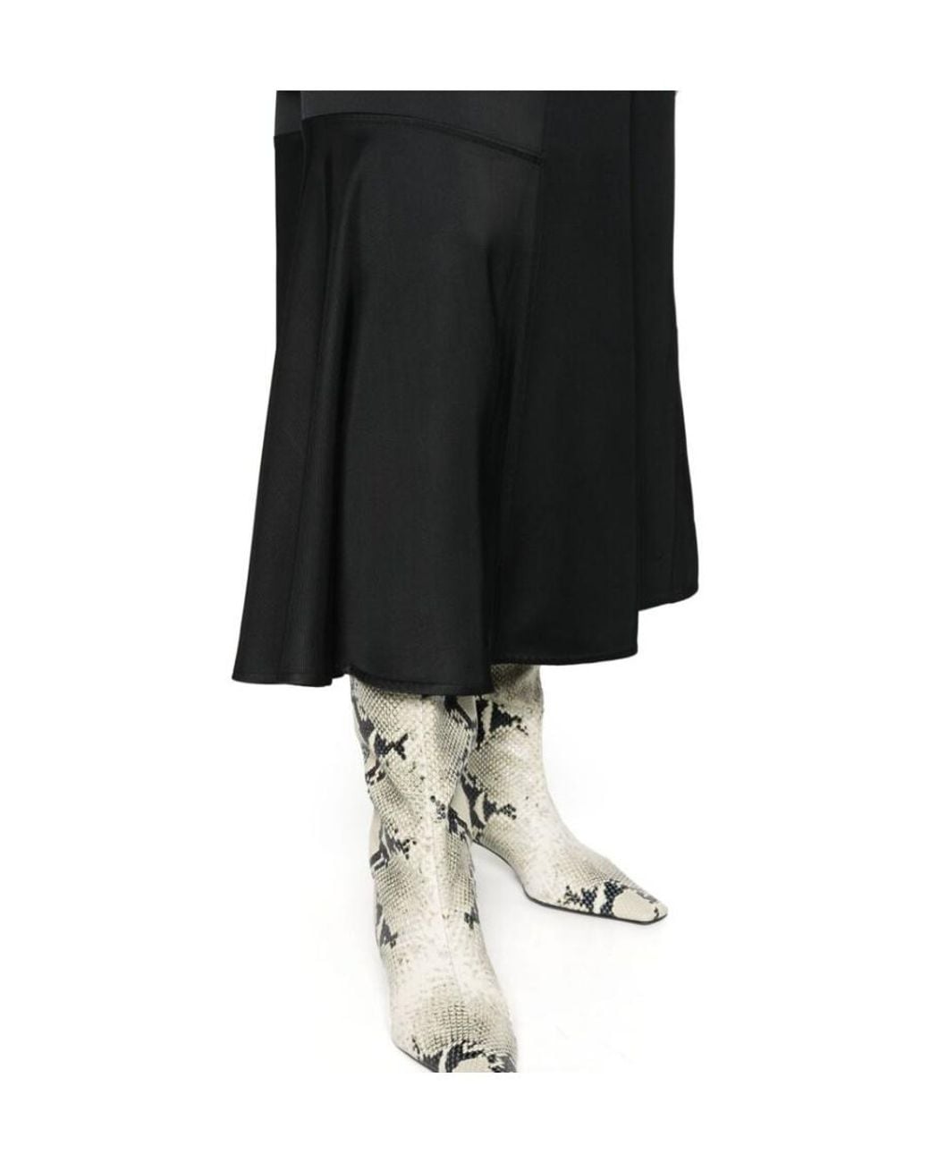 Jil Sander Black High-Waist Panelled Midi Skirt