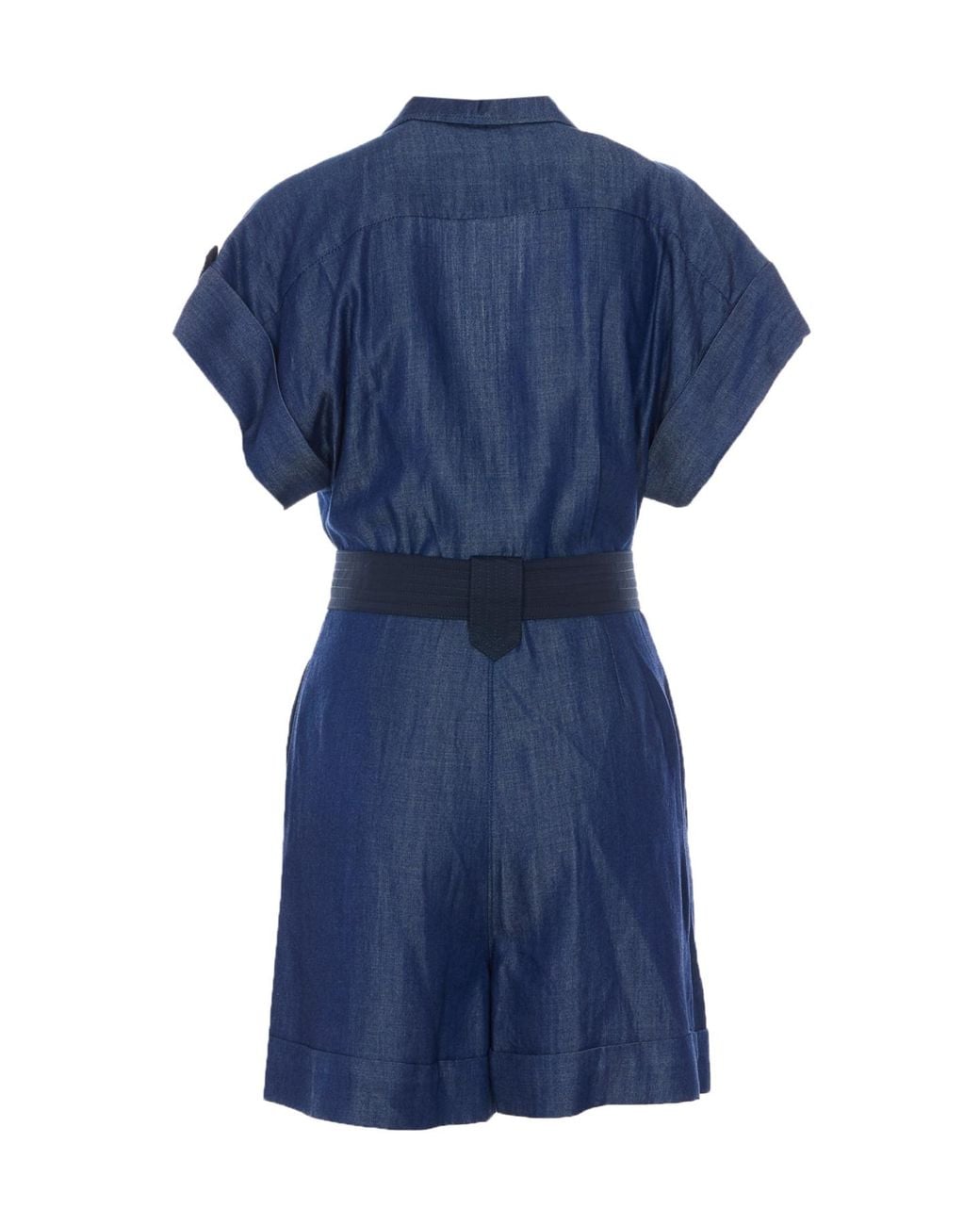 Liu Jo Blue Belted Shirt Jumpsuit
