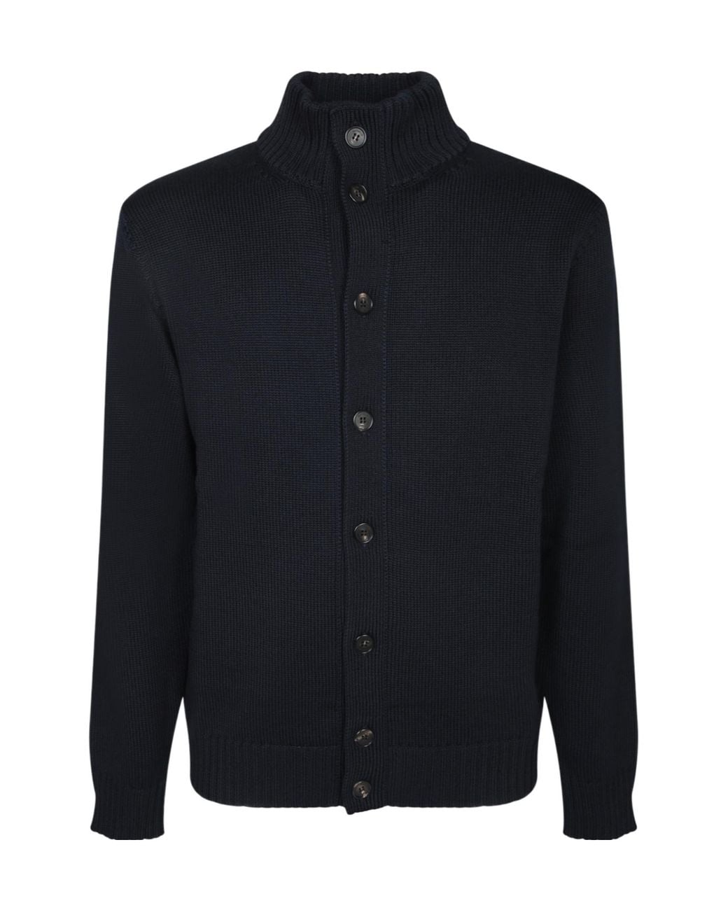 Zanone Blue Ribbed Wool Knit Cardigan for men