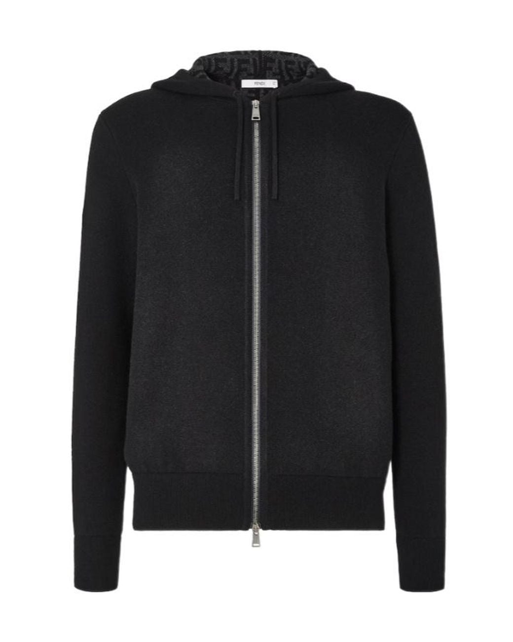 Fendi Black Zip-Up Hooded Sweatshirt for men