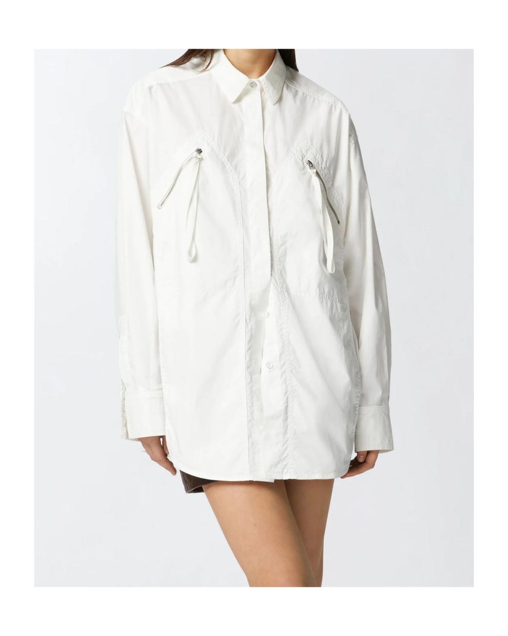Pinko White Pocket Zipped Shirt