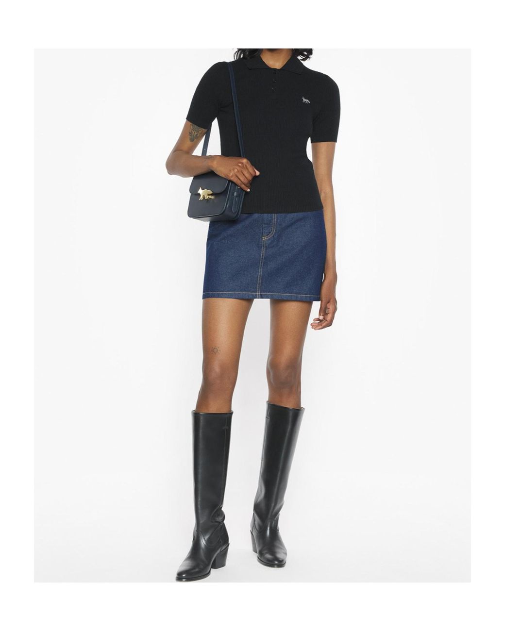 Maison Kitsuné Blue Maison Kitsuné A-Line Denim Skirt