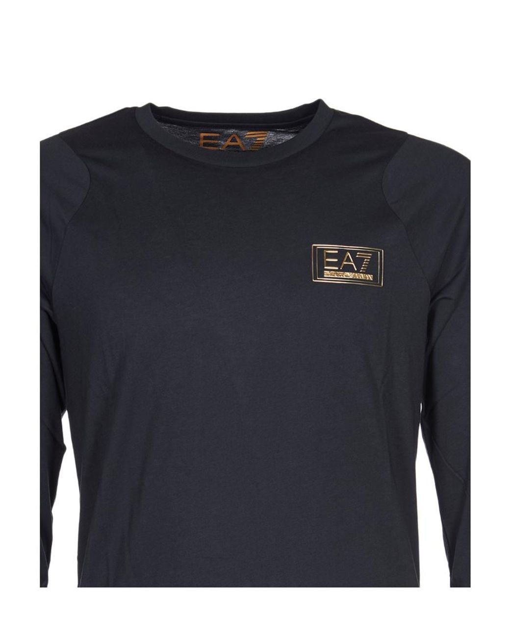 EA7 Blue Logo Embroidered T-Shirt for men