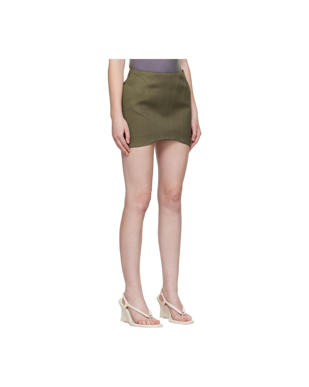 Mugler Green Corset-Detailing Skirt