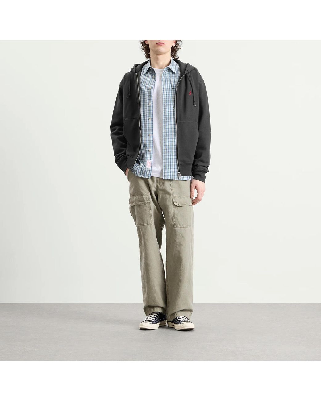 Gramicci Blue One Point Zip Hoodie for men