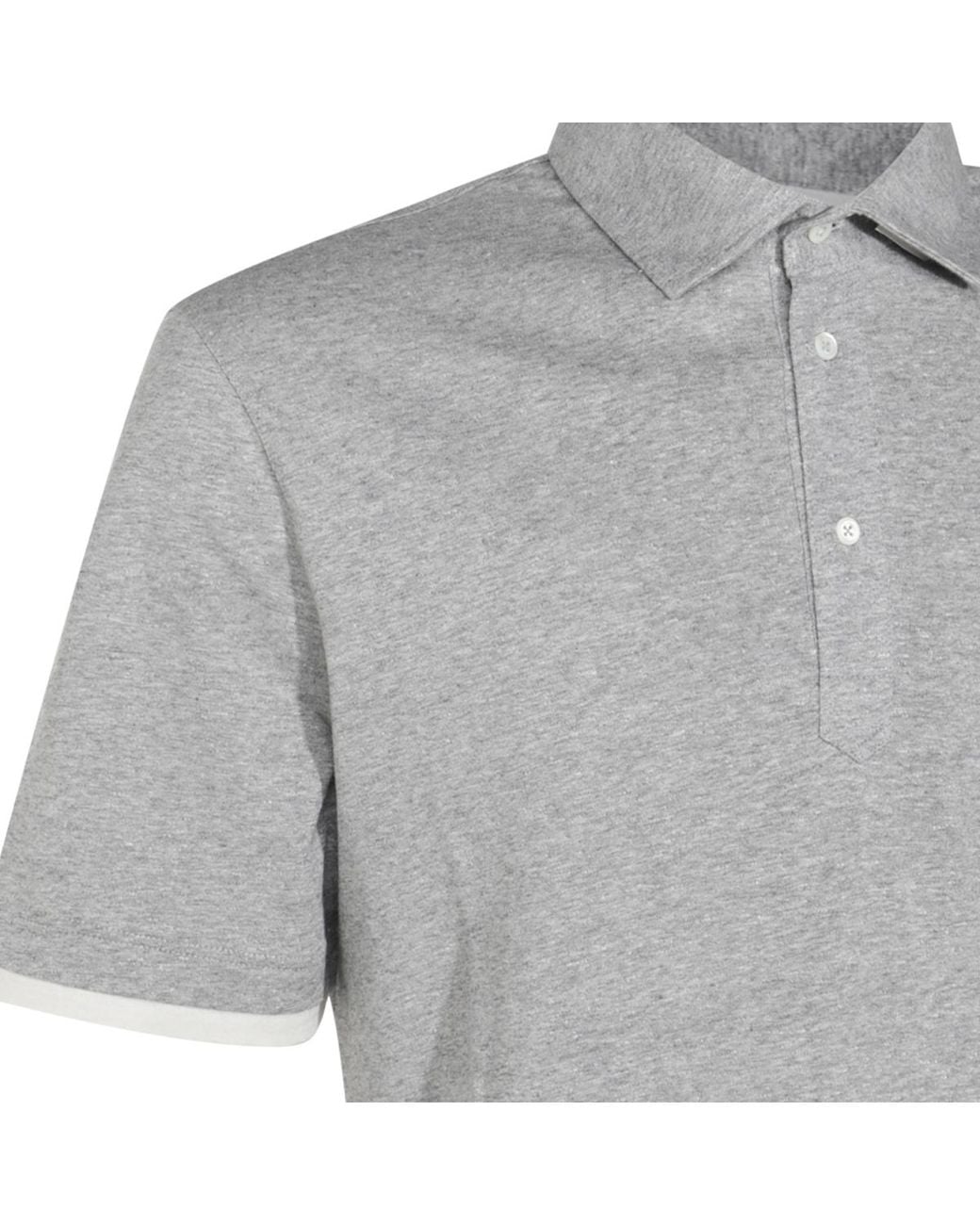 Brunello Cucinelli Gray Layered Button-Up Polo Shirt for men