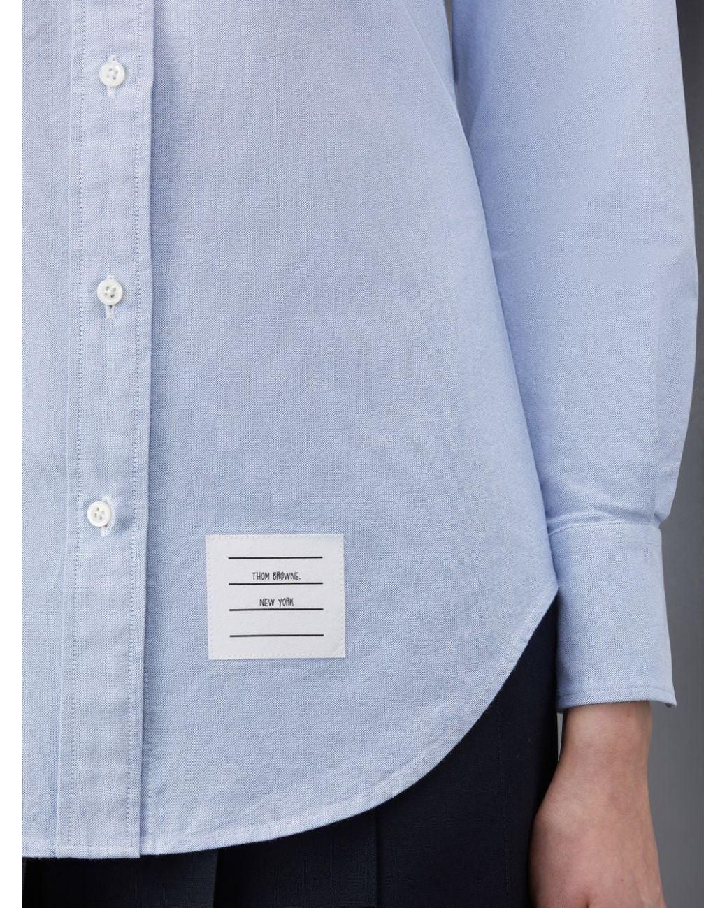Thom Browne Blue Grosgrain-Arm Oxford Shirt