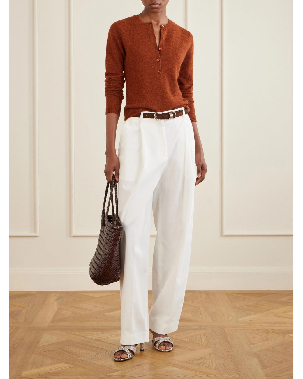 Doen Brown Solid-Color Cashmere Sweater