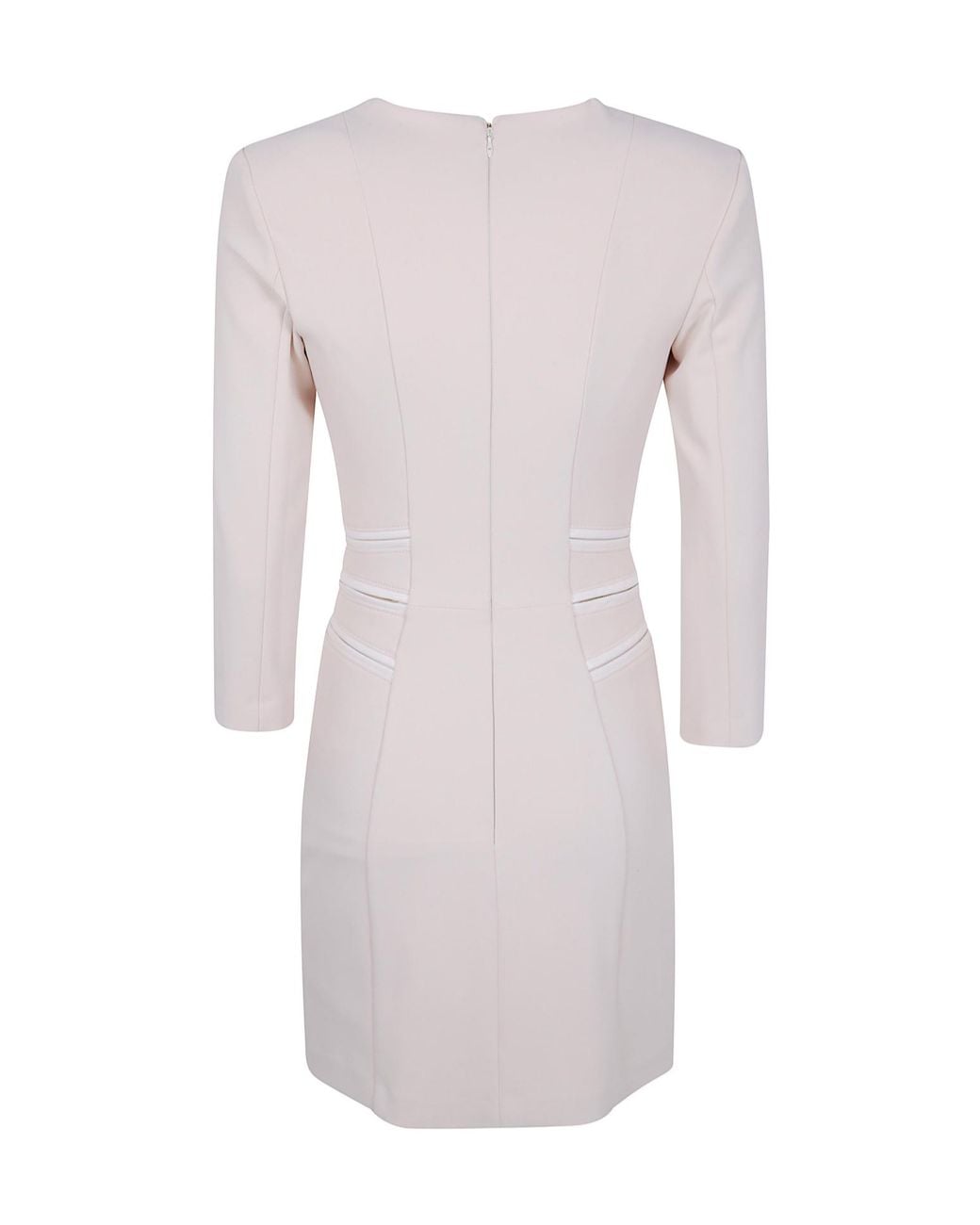 Elisabetta Franchi White Double Layer Crepe Zipped Dress