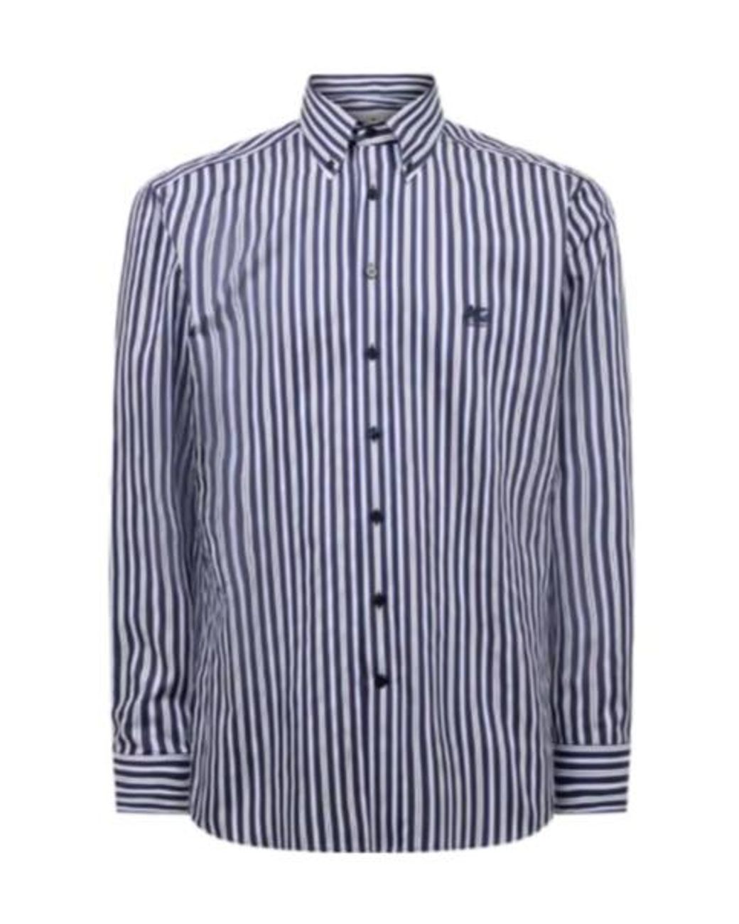 Etro Blue Striped Button-Down Shirt for men