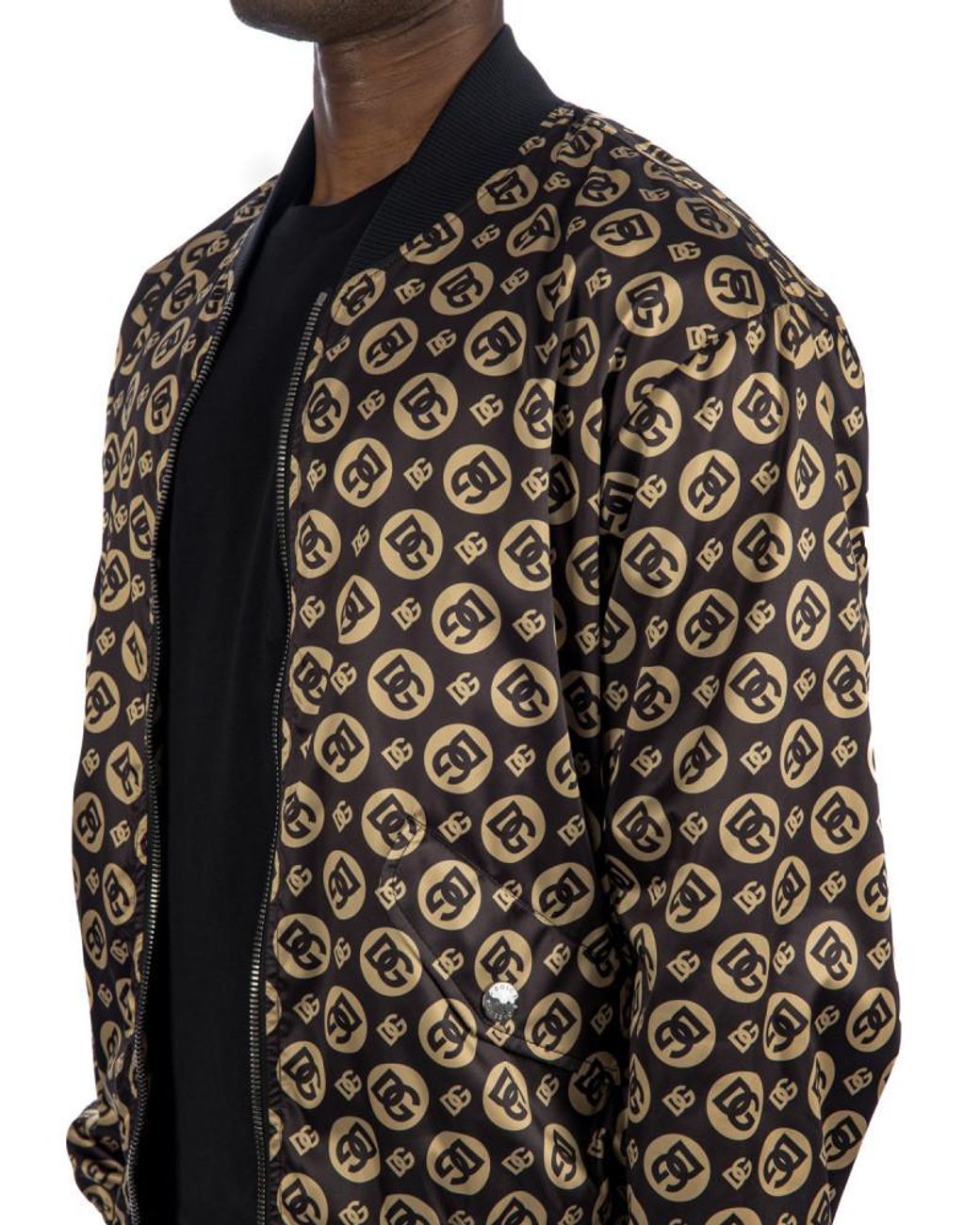 Dolce & Gabbana Multicolor Logo Printed Zipped Bomber Jacket for men