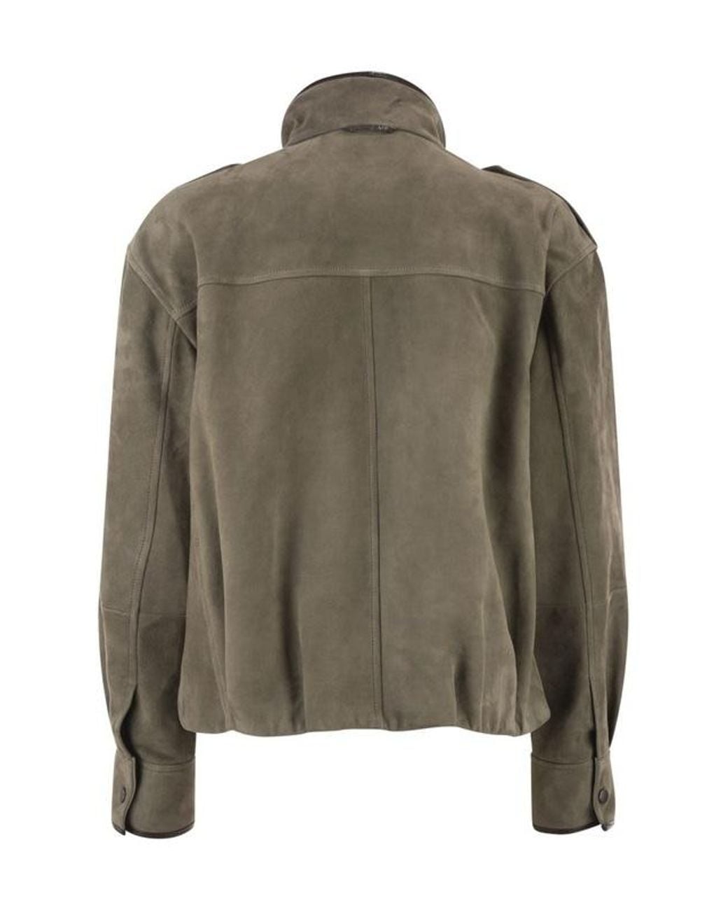 Brunello Cucinelli Green Leather Jacket