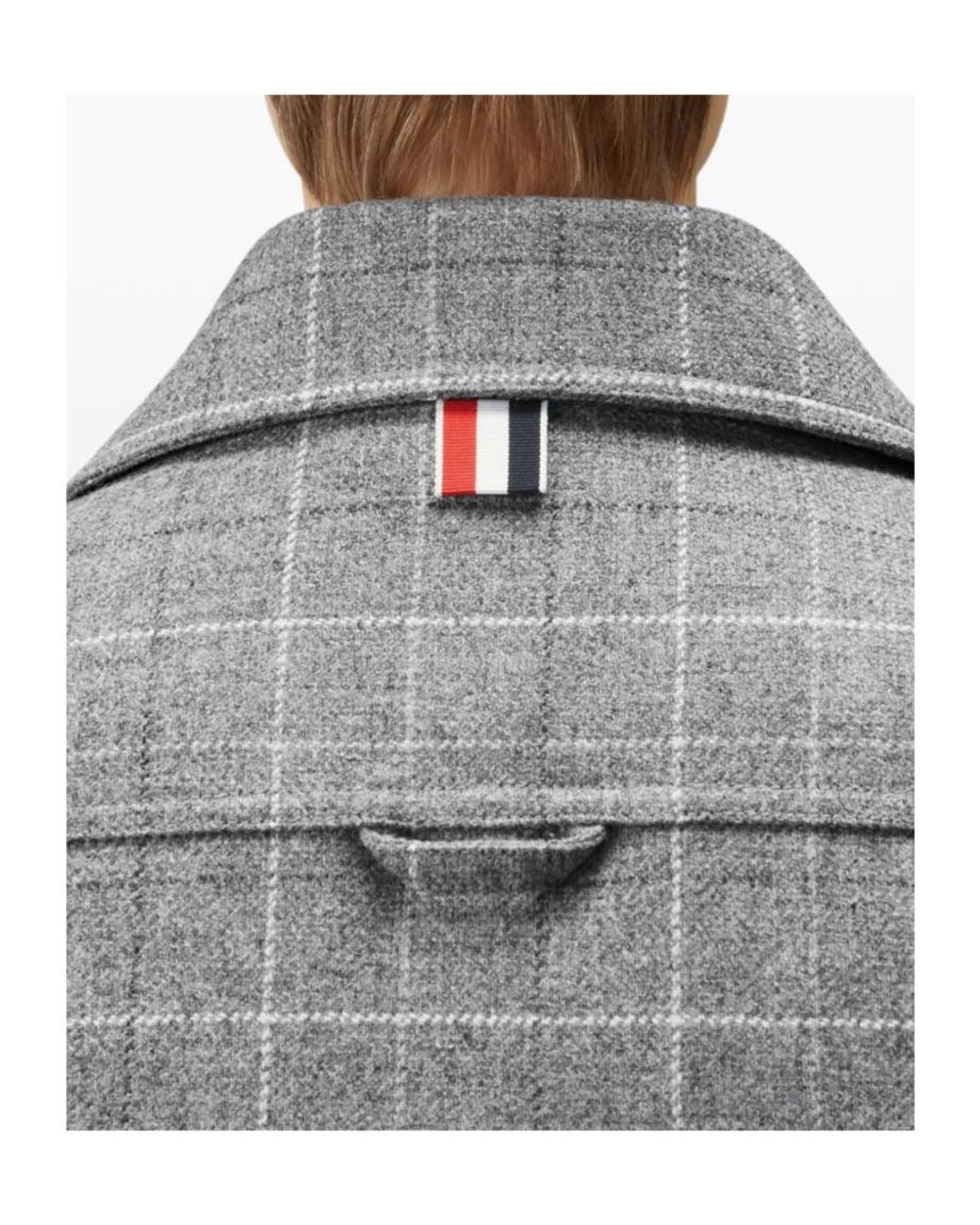 Thom Browne Gray Windowpane Houndstooth Zipped Tweed Jacket