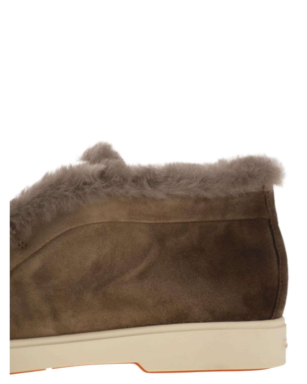 Santoni Brown Fortune Shearling Lined Flat Shoes
