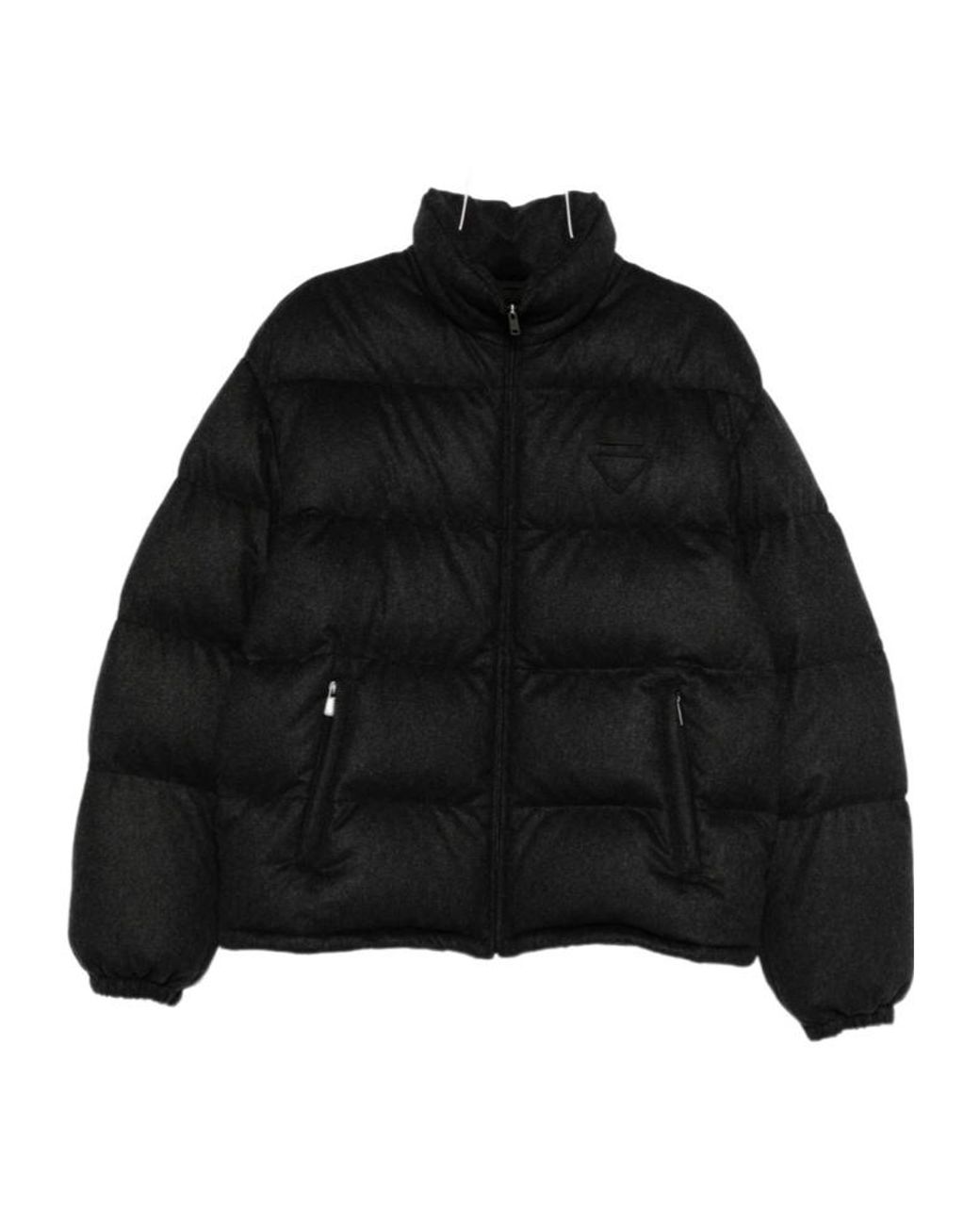 Prada Black High Neck Zip-Up Quilted Jacket for men