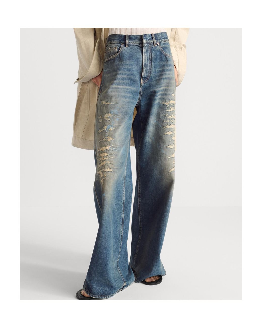 Dior Blue Christian Distressed Flared Jeans