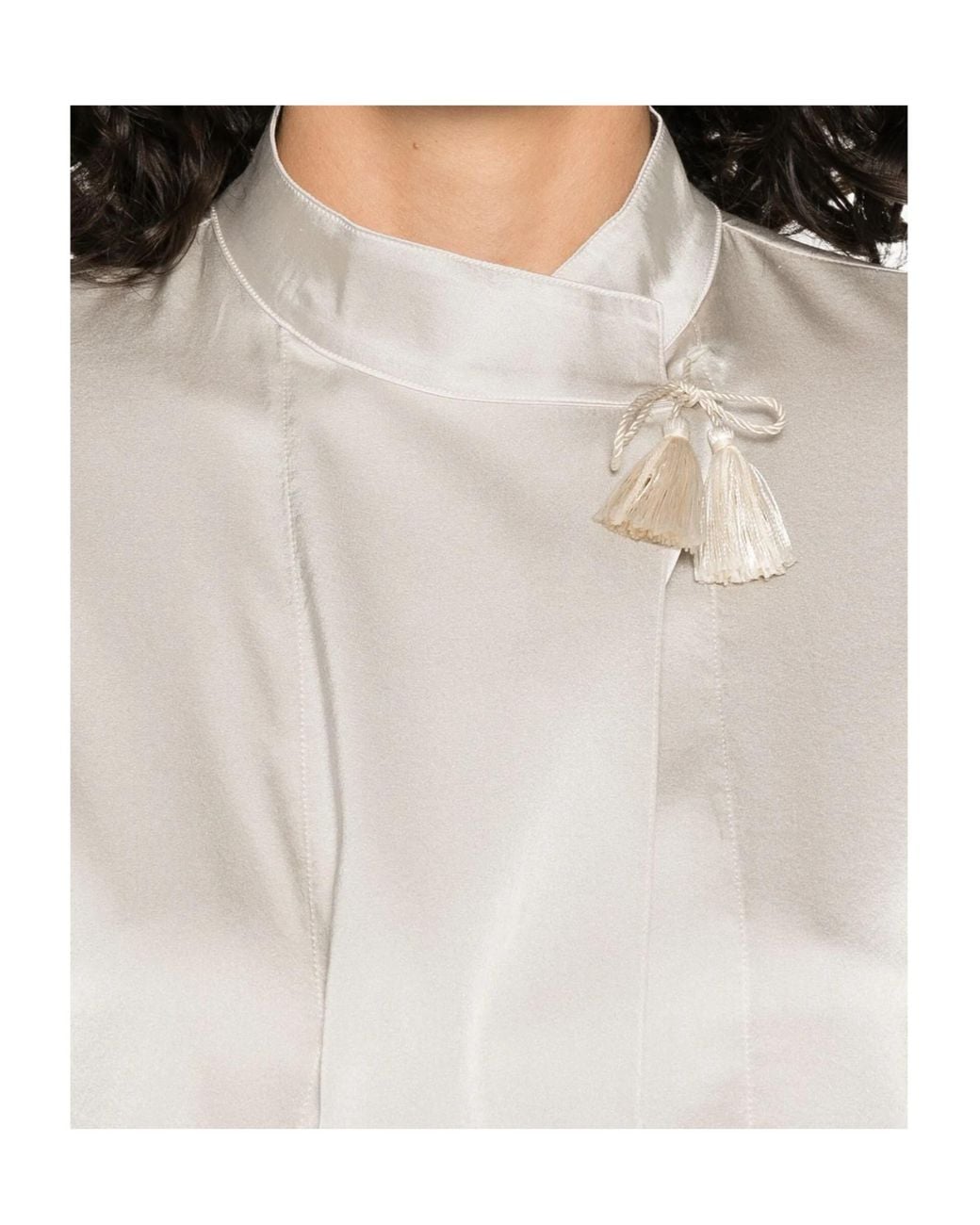 Forte_forte White Kimono Tassel Silk Satin Blouse